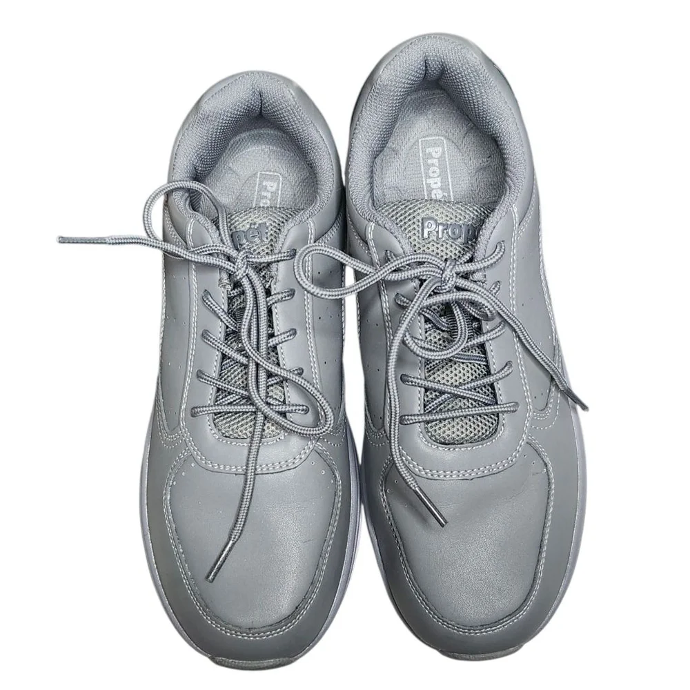 Women's Propét Leather Orthopedic Walking Shoes Sneakers Size 10 Gray - Picture 2 of 5